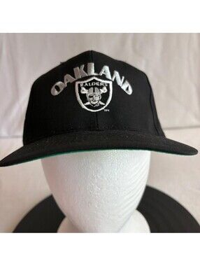 Vintage Oakland Raiders Snapback Hat Logo 7 Team NFL Cap Black Green Under Visor